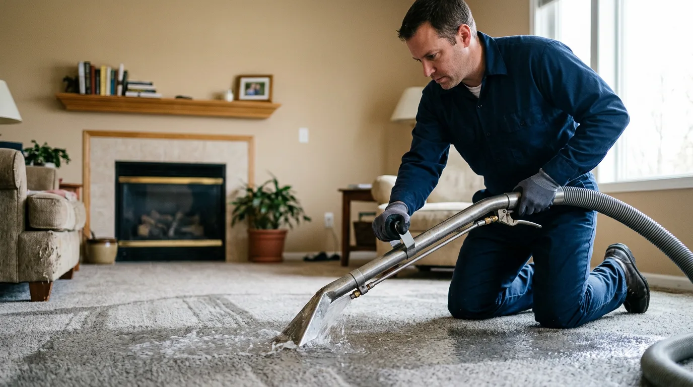Water damage restoration technician working near Lone Tree, IA